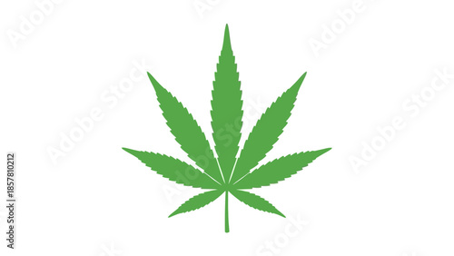 Green cannabis leaf illustration on white background