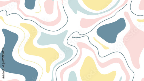 Abstract pastel wavy pattern background with colorful organic shapes