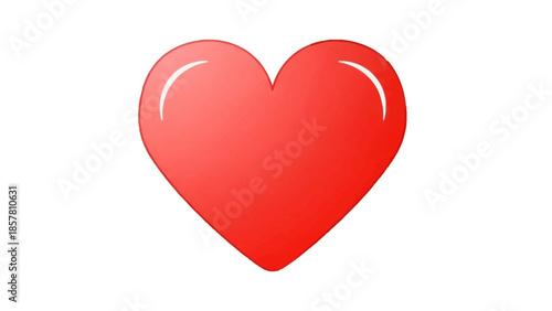 Red heart icon with glossy finish on white background