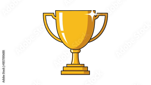 Gold trophy cup illustration on white background with shiny details