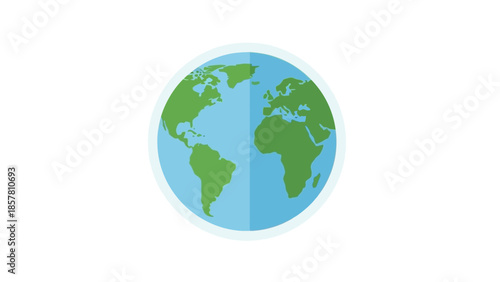 Flat design illustration of Earth globe on white background