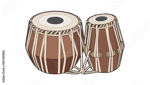 Traditional Indian Tabla Drums on White Background