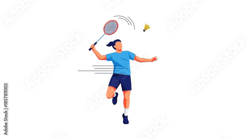 Illustration of a Female Badminton Player in Action