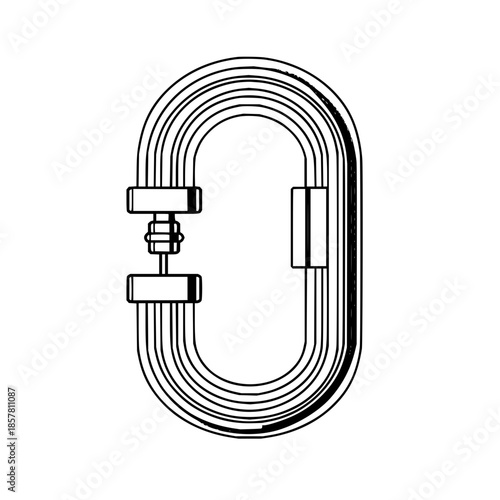 Carabiner clip climbing equipment vector illustration for safety and security outdoor adventure gear use 100