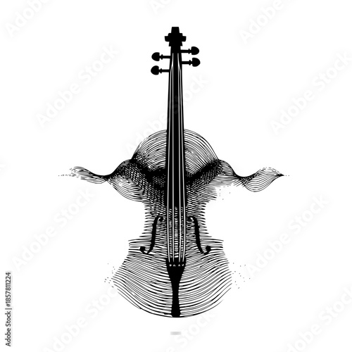Abstract cello music instrument art drawing vector illustration for classical concert design one hundred