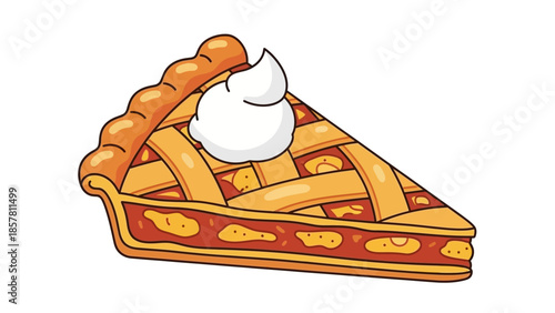 Illustration of a Slice of Pie with Whipped Cream Topping