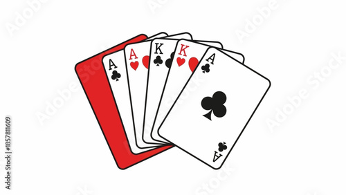Royal flush poker hand with playing cards on white background