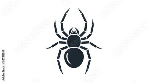 Minimalist black spider silhouette on white background