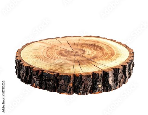 Cross-section of a tree trunk with visible rings on a black background