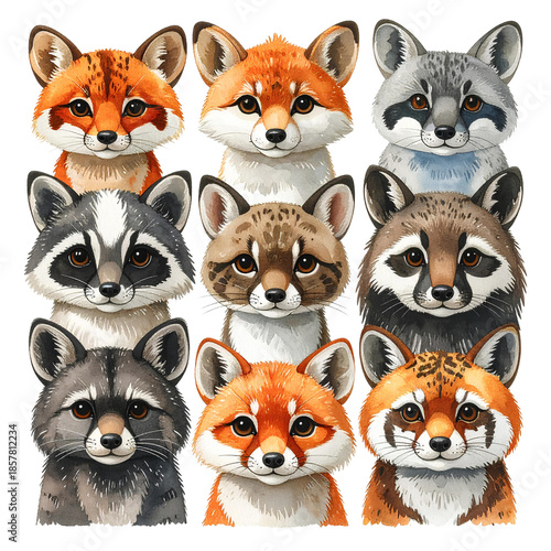 Cute cartoon animal, high-quality, isolated, white background, PNG