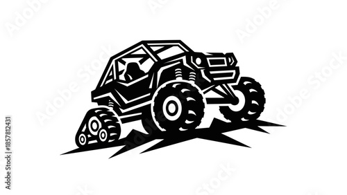Monochromatic Off Road Buggy Vehicle Illustration.