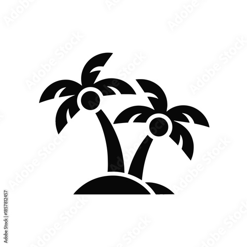 Tropical Island Silhouette: The artistic silhouette of a pair of majestic palm trees evokes the essence of a serene tropical getaway on a secluded island.