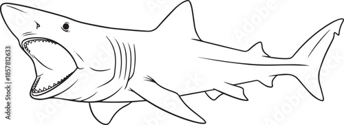 silhouette of clean vector of Basking shark isolated on white background