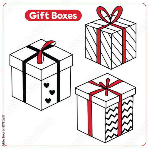 a delightful arrangement of gift boxes with ribbons and decorative patterns a charming visual silhouette high quality