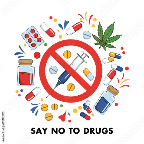 Say No to Drugs Anti Drug Poster Vector