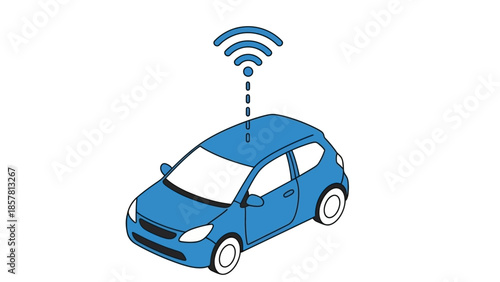 Connected car icon symbolizing wireless communication and data transfer from a vehicle