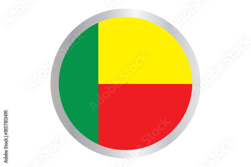 Benin flag icon circular emblem with national colors representing patriotism and travel isolated on white background Free Download Benin flag icon circular emblem with national colors representing patriotism and travel isolated on white background - GFXLoad