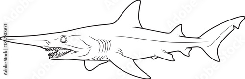 silhouette of clean vector of Goblin shark isolated on white background