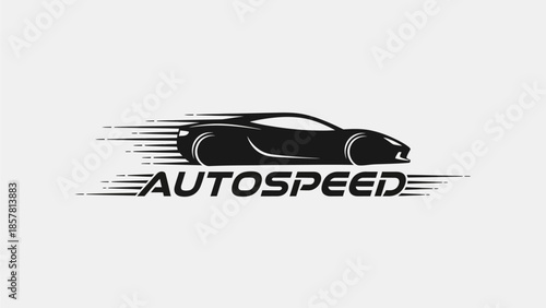 Dynamic automotive logo with a sleek, modern sports car silhouette in motion, conveying speed, power, and high performance for racing and transport businesses
