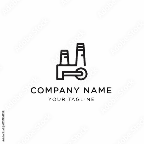 Minimalist Factory Icon Representing Industry and Manufacturing.