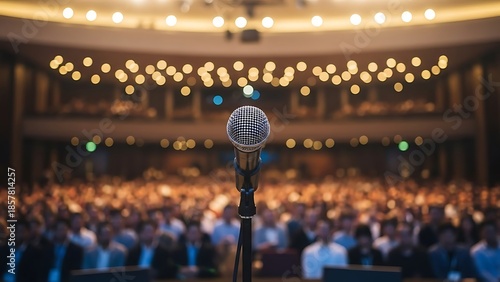 Microphone on stage in large auditorium
