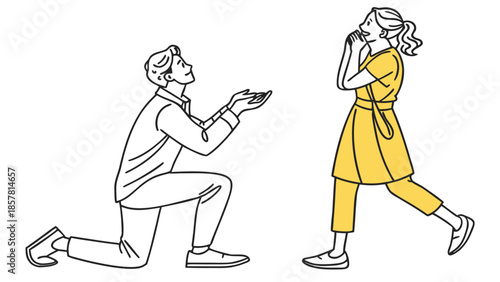 a romantic scene unfolds as a man proposes to a woman with joyful anticipation silhouette high quality