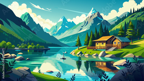 Very beautiful lakeside landscape at Achensee in Pertisau, featuring turquoise waters, alpine forests, and dramatic mountain backdrops under calm summer conditions.