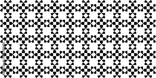 Black and White Seamless Geometric Pattern Background: Abstract Checkered Repeating Star Motif