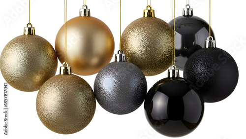 Luxury christmas ornaments hanging in air