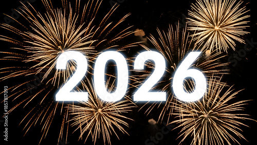 Happy new year 2026 celebration with fireworks