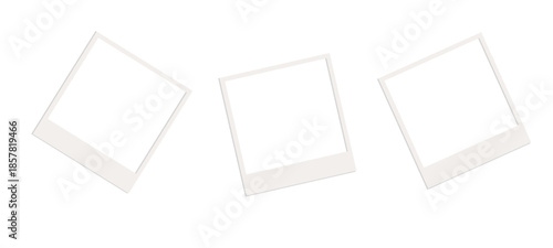 Empty white photo frame with shadow. Vector illustration on transparent Background. Picture Frame Set Isolated Transparent Background.