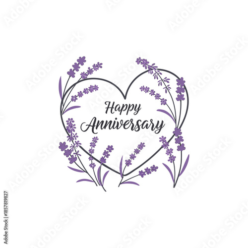 Elegant wedding anniversary typography vector featuring decorative floral frames and stylish hand lettering, ideal for cards, invitation, and social media post.