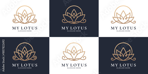 Elegant lotus logo luxury minimalist style