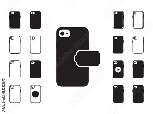 Collection of Smartphone Icons with Various Designs and Layouts