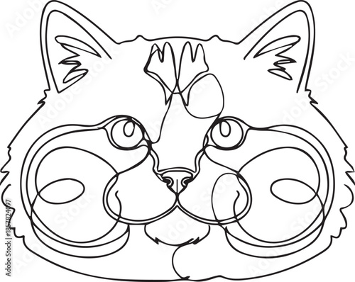 Whimsical cat face line drawing