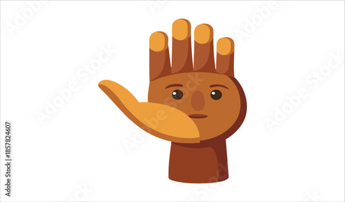 Friendly Cartoon Hand with Face and Open Palm Gesturing for Help or Welcome, Isolated