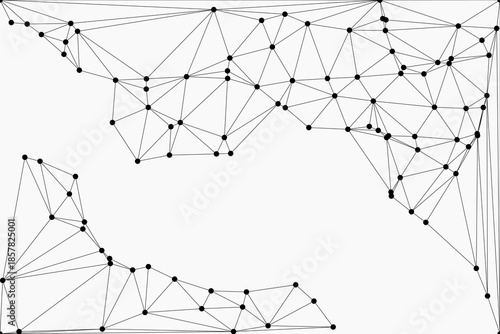 Abstract futuristic digital technology network connected with communication lines background. white background with low poly digital lines connection