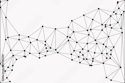 Abstract futuristic digital technology network connected with communication lines background. white background with low poly digital lines connection