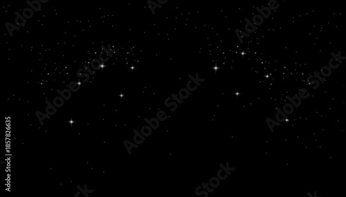Starry night sky background with scattered glowing stars representing outer space, astronomy, and cosmic environment