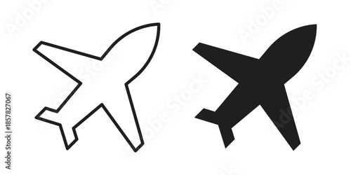 Airplane icons. doodles vector. icon set in line strokes