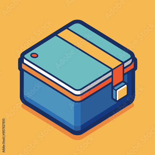 Title: Isometric of a stack of books with a vibrant orange background