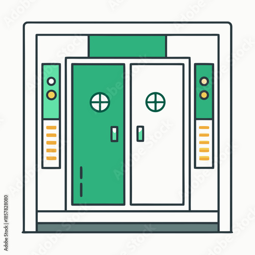 Title: A flat of a car door with a power window symbol and a window regulator electric