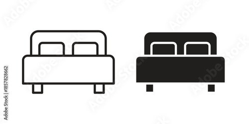 Bed icons. doodles vector. icon set in line strokes