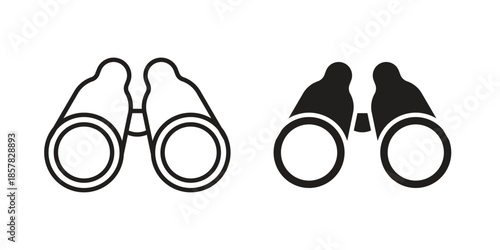 Binoculars icons. doodles vector. icon set in line strokes