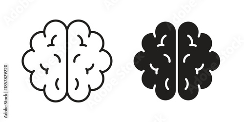 Brain icons. doodles vector. icon set in line strokes