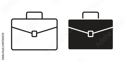 Briefcase icons. doodles vector. icon set in line strokes