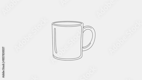Simple Line Drawing of a Coffee Mug.