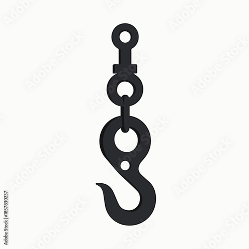 Black industrial hook icon on a neutral background  