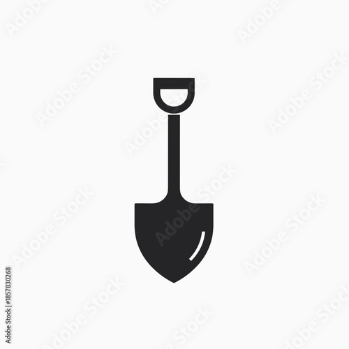 Black shovel icon with handle on light background  