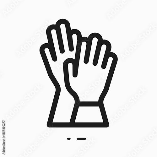 Pair of black gloves displayed on a plain background  